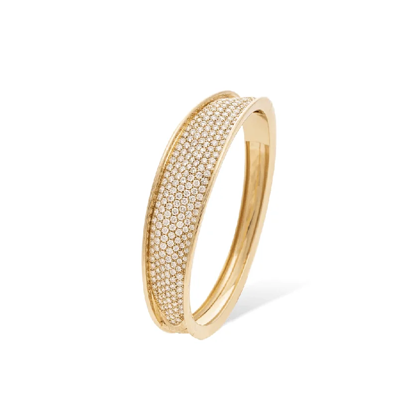 Marco Bicego Lunaria 18K Yellow Gold Pave Diamond Bangle