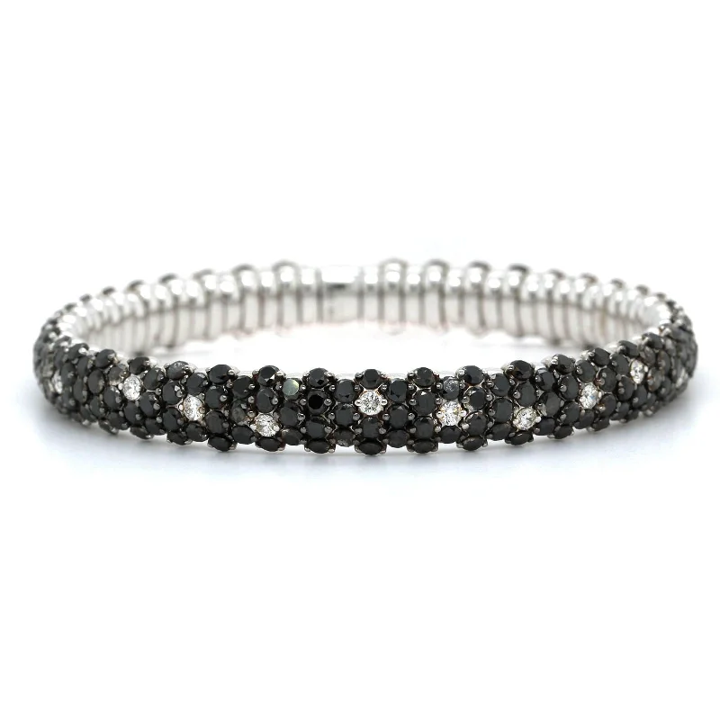 18K White Gold Black Diamond Stretch Bracelet