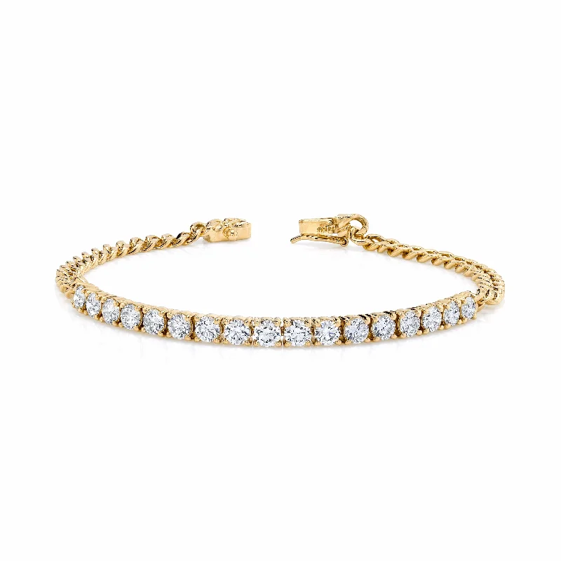 Anita Ko 18K Yellow Gold Cuban Link and Diamond Line Bracelet