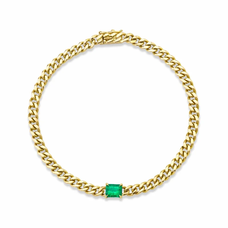 Anita Ko 18K Yellow Gold Emerald Center Cuban Link Bracelet