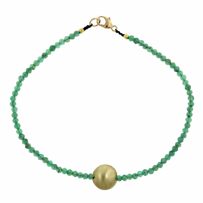 22K Yellow Gold Emerald Beaded Bracelet