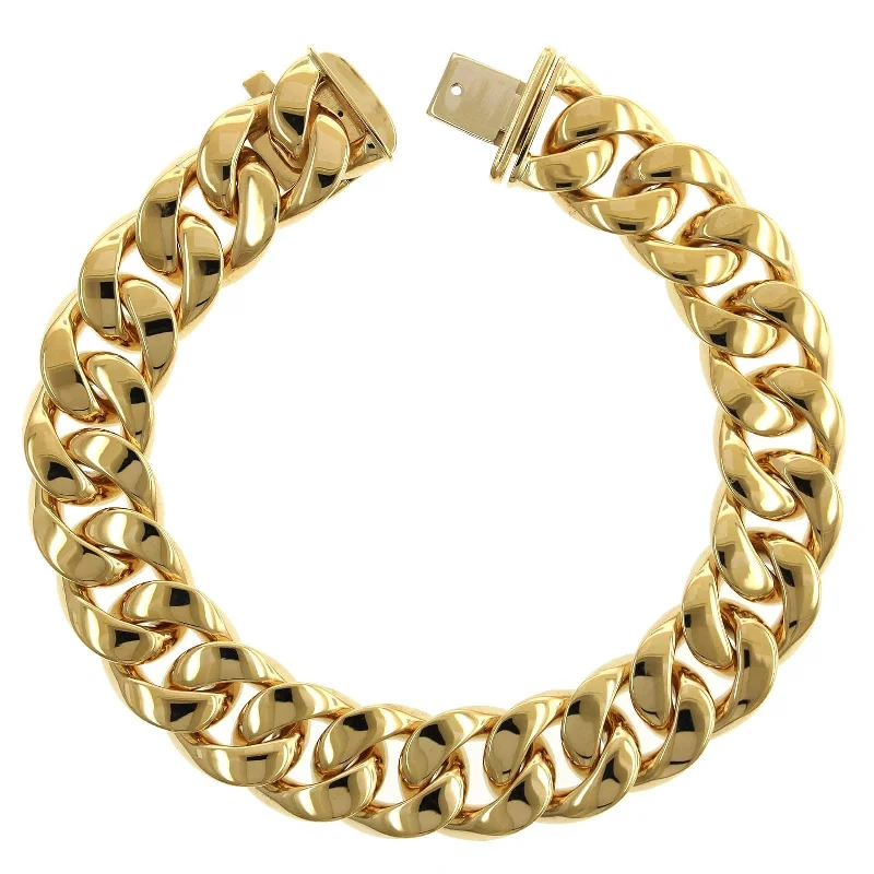 18K Yellow Gold Thick Curb Chain Bracelet