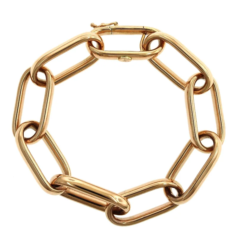 18K Rose Gold Elongated Square Link Bracelet