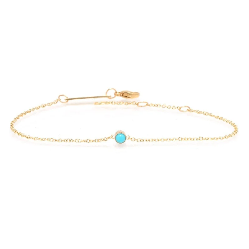 14K Yellow Gold Turquoise Bezel Set Bracelet