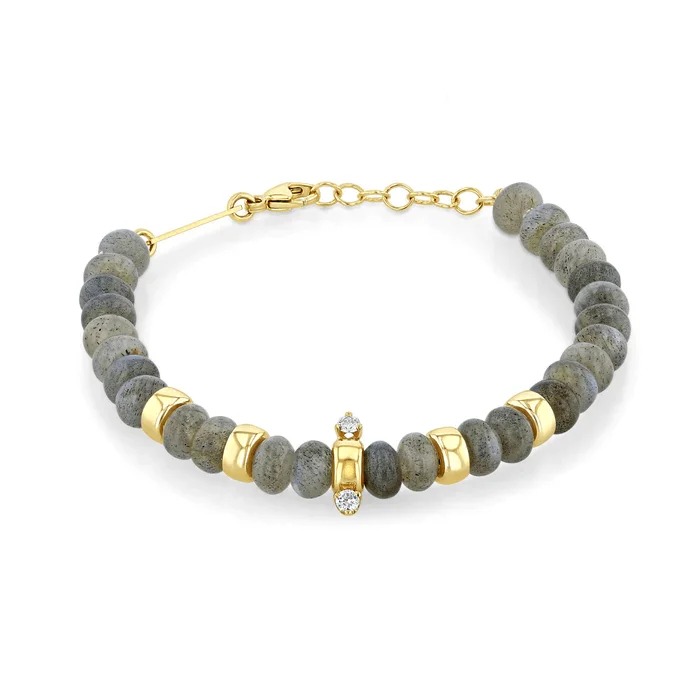 14K Yellow Gold Labradorite and Diamond Bracelet