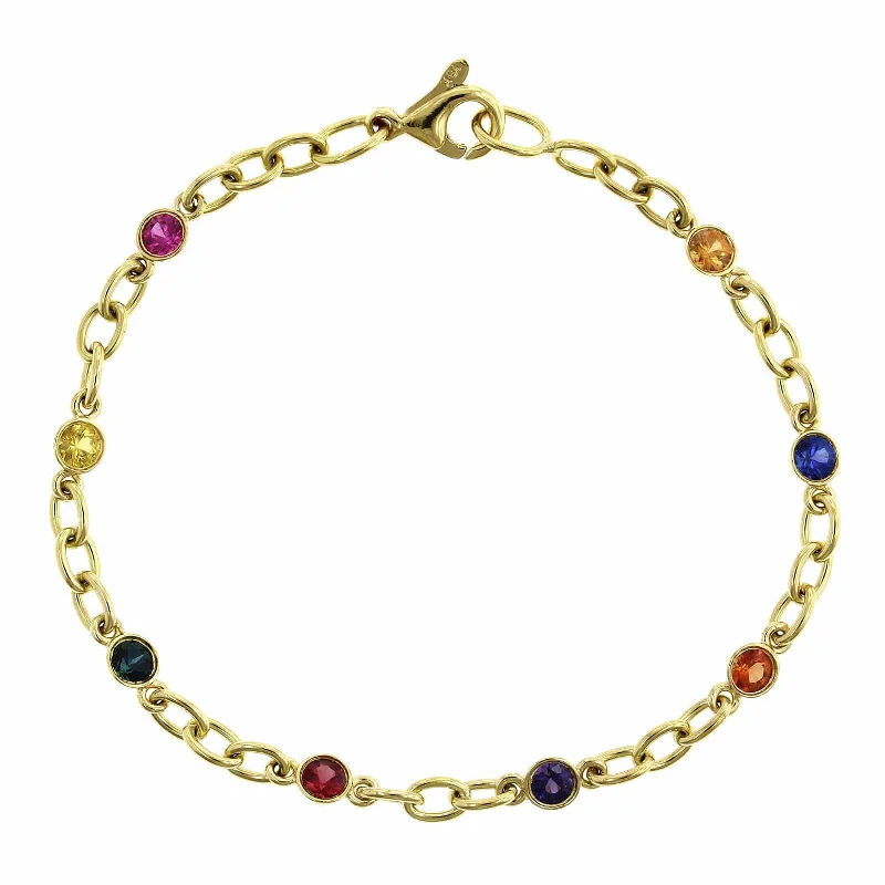 18K Yellow Gold Multi-Color Sapphire Pride Bracelet