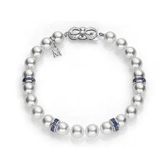 Mikimoto 18K White Gold Pearl and Sapphire Roundel Bracelet