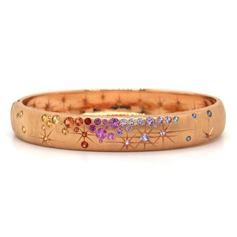 Penny Preville 18K Rose Gold Rainbow Sapphire Galaxy Bangle