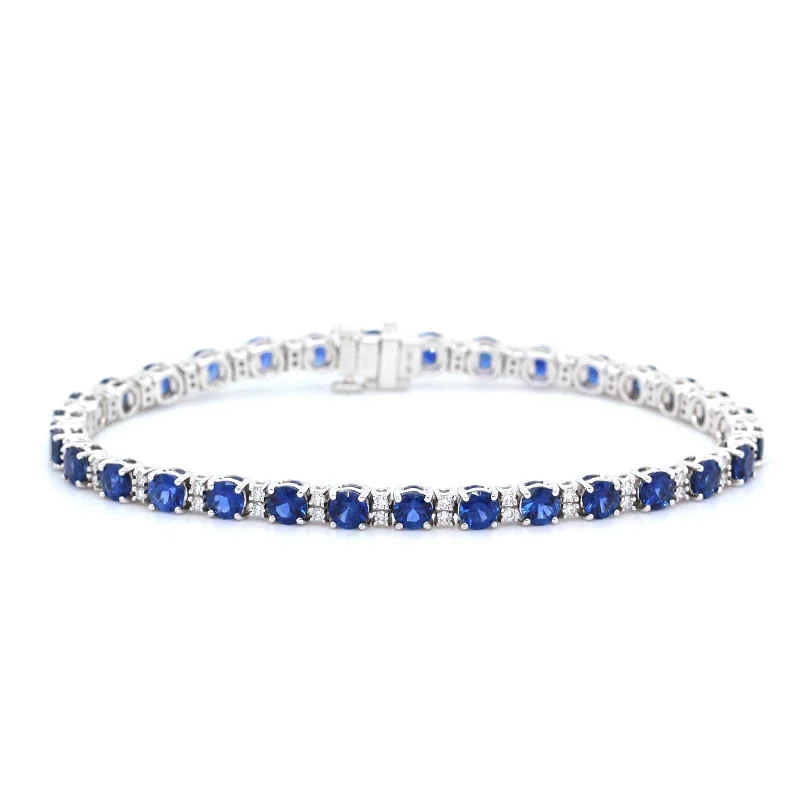 18K White Gold Sapphire and Diamond Bracelet