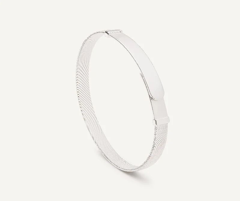 18K White Gold Coil Bangle Bracelet, Large Width