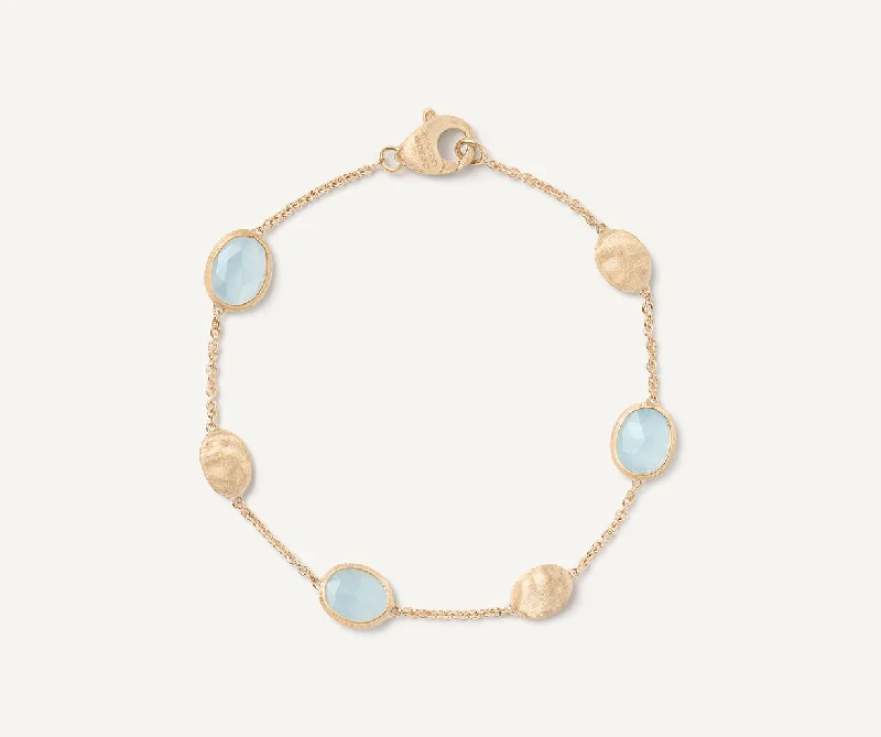 18K Yellow Gold Aquamarine & Gold Bracelet