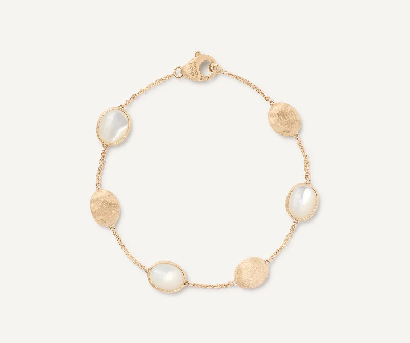 18K Yellow Gold Mother of Pearl & Gold Bracelet